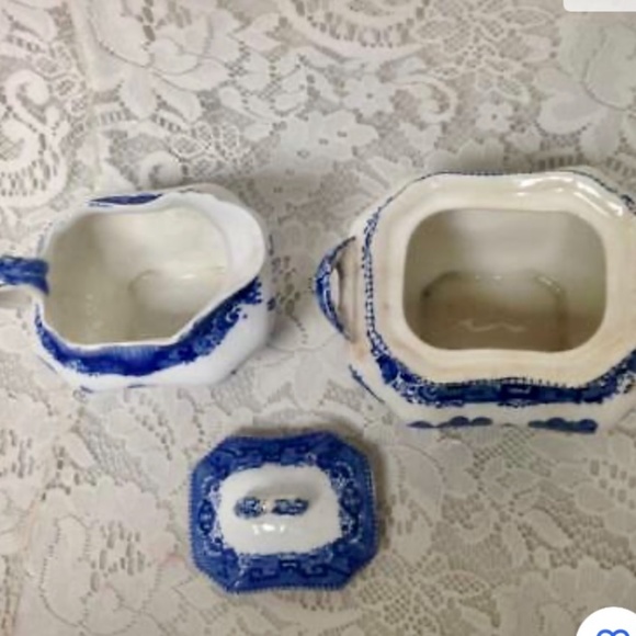 Vintage, Rare, 1911 Buffalo Pottery, 5-pc Blue Willow Tea Set - Picture 4 of 6